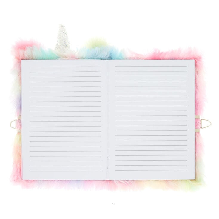 Pastel Rainbow Unicorn Plush Lock Diary,