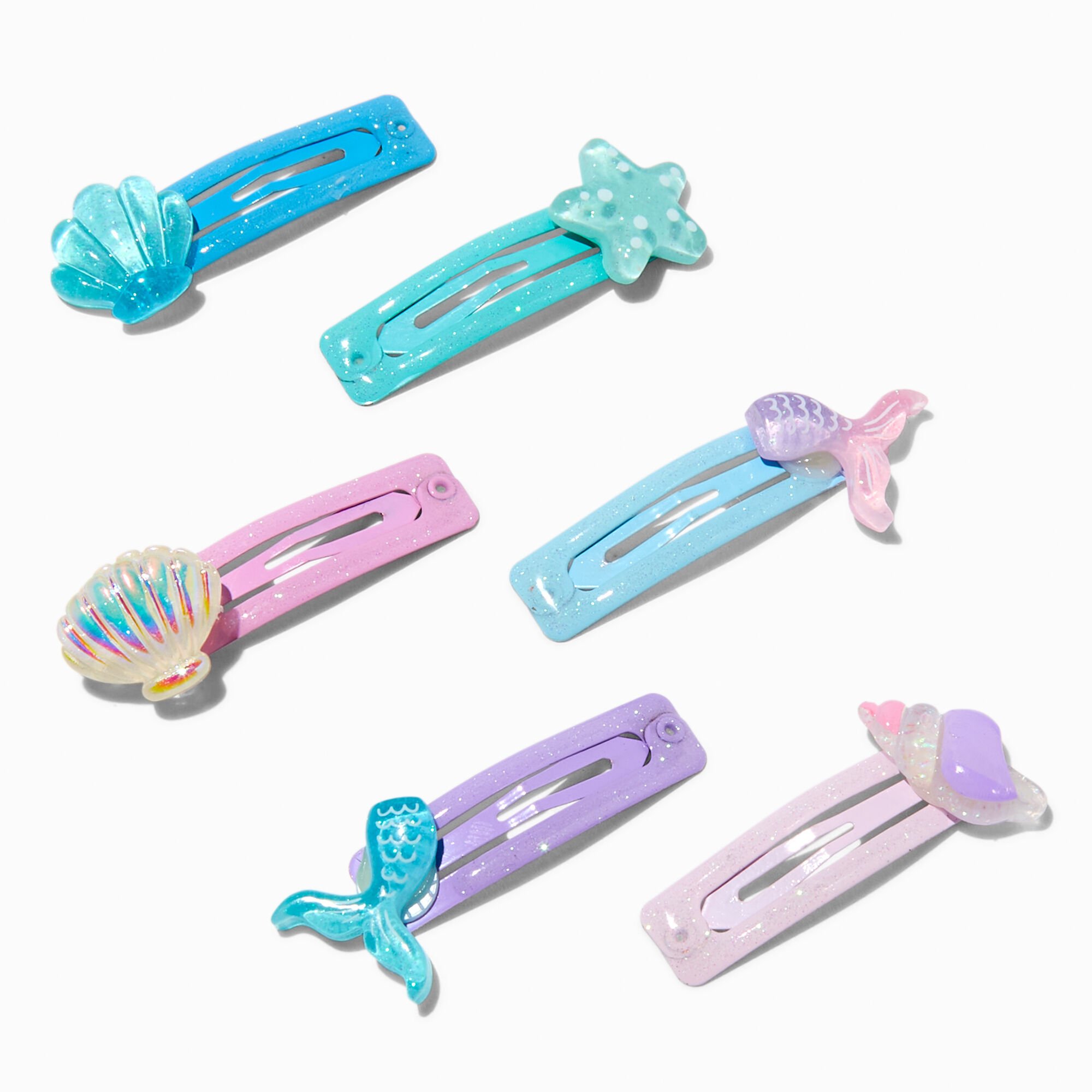 View Claires Club Mermaid Square Snap Hair Clips 6 Pack information