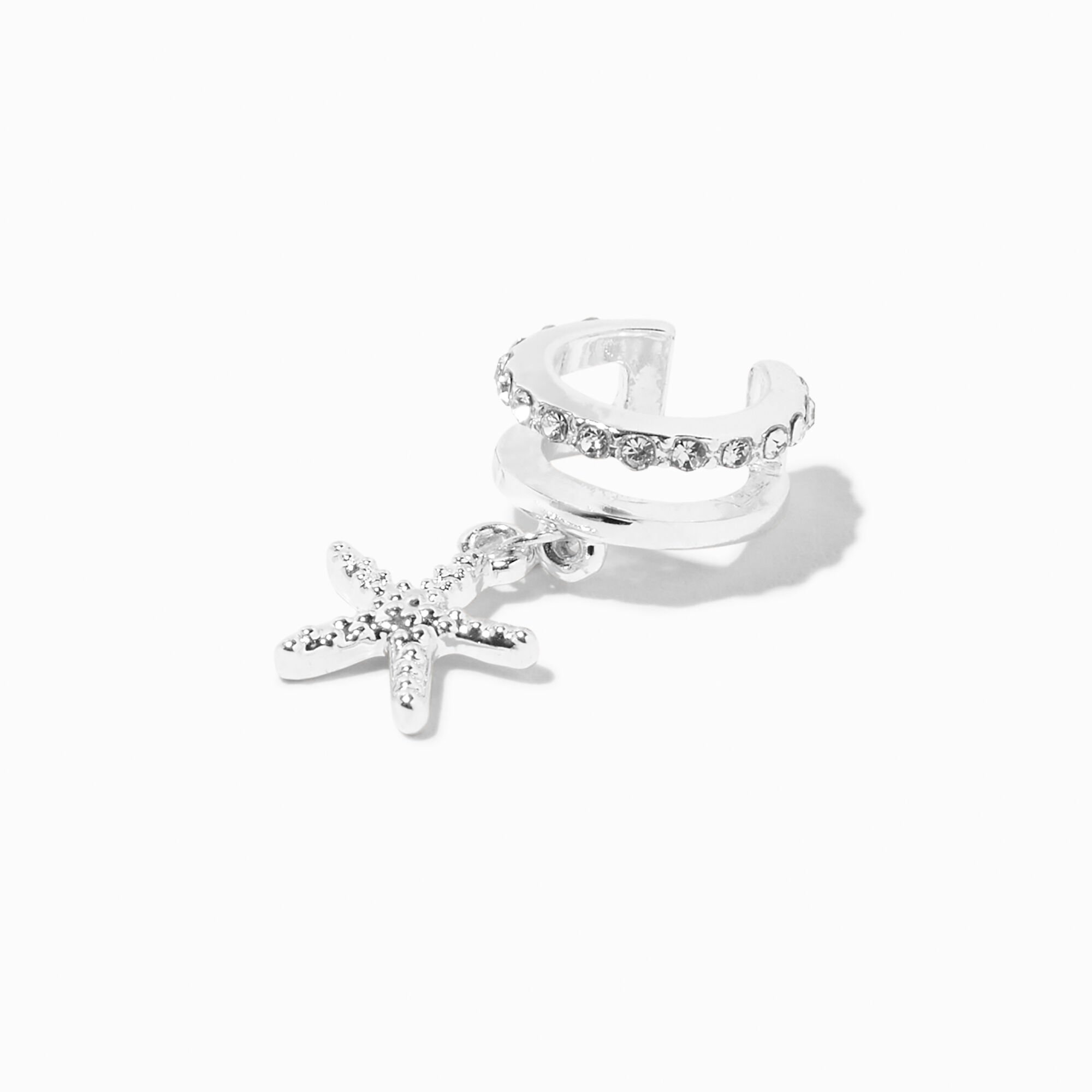 Silver tone Starfish Charm Embellished Ear Cuff