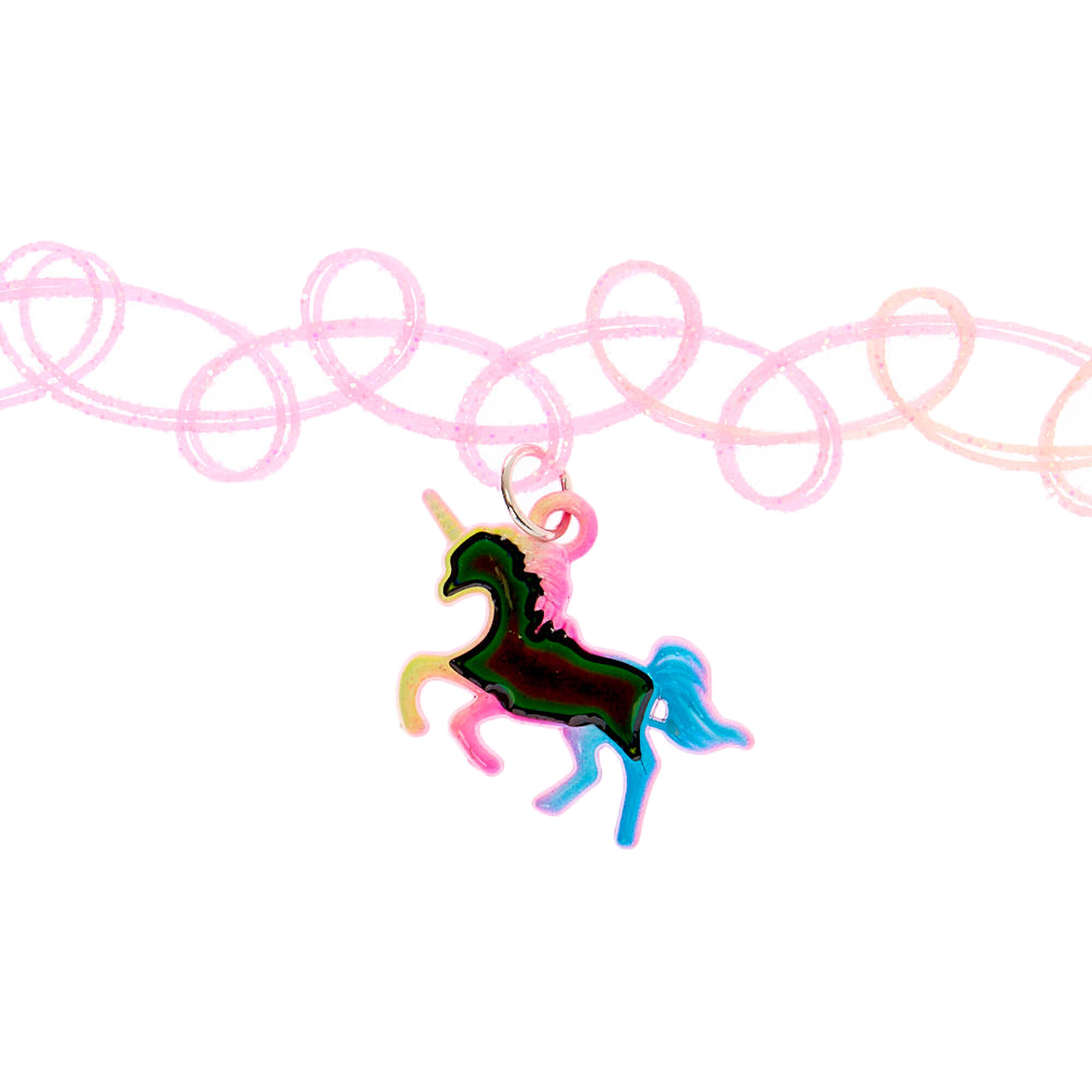 Rainbow Glitter Unicorn Mood Tattoo Choker Necklace Claire S