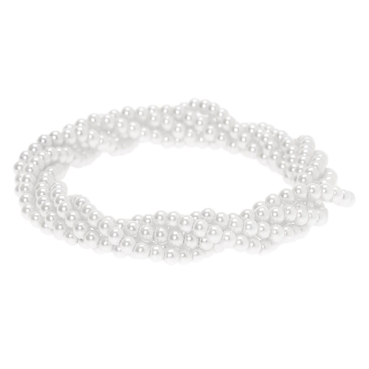 Bracelet &eacute;lastique torsad&eacute; perle d&rsquo;imitation - Blanc,