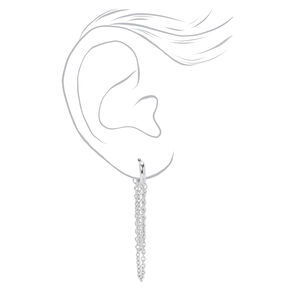 Silver 10MM Drop Huggie Hoop Earrings,