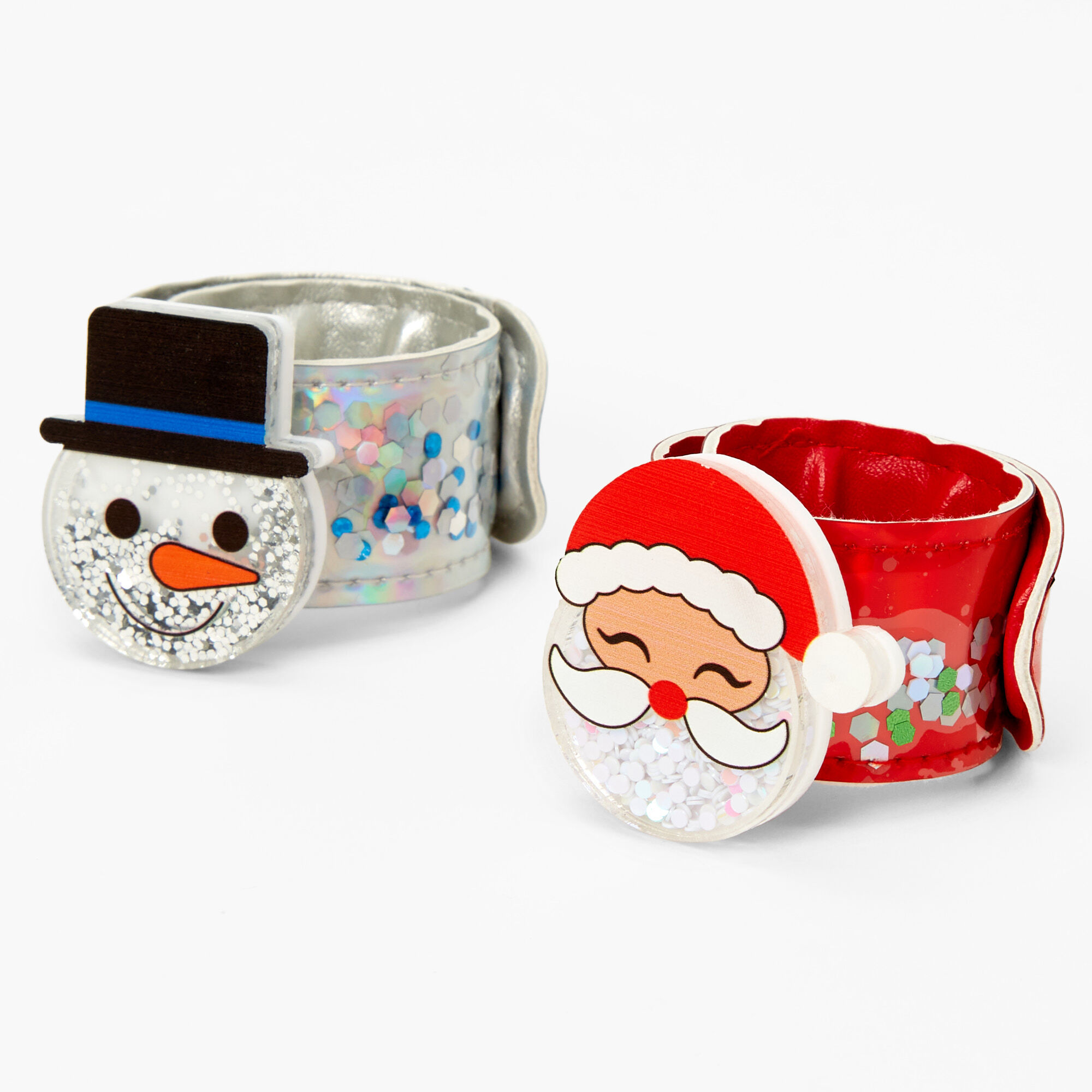 Christmas Motif Glitter Slap Bracelet - 2 Pack,