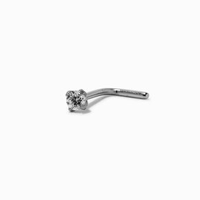 20G Silver-tone Titanium Cubic Zirconia Nose Stud,