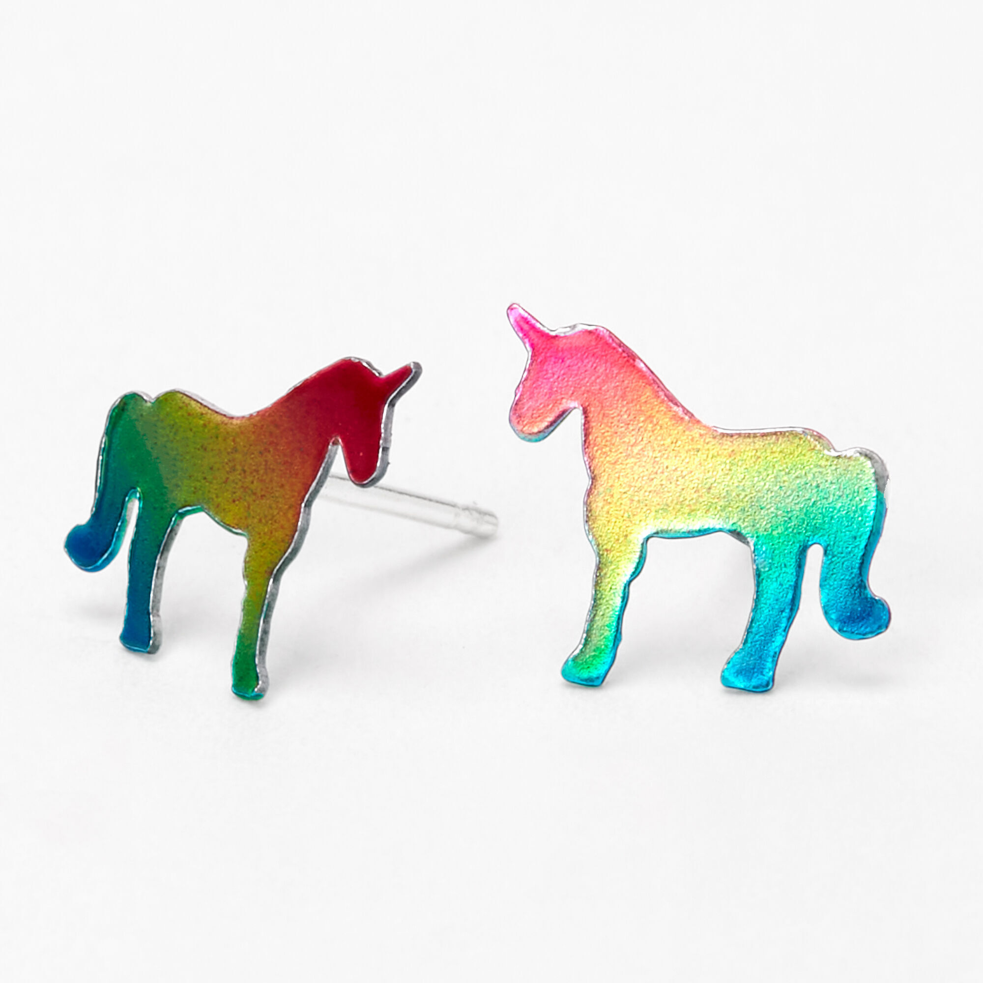 Sterling Silver Rainbow Unicorn Stud Earrings Claire s US
