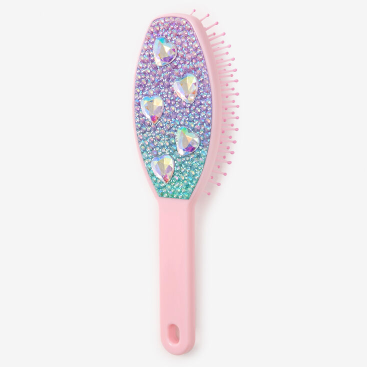 Heart Bling Paddle Hair Brush - Purple,