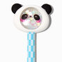 Stylo &agrave; paillettes mobiles panda bleu &agrave; carreaux,