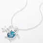 Silver-tone Glitter Turtle Pendant Necklace - Turquoise,
