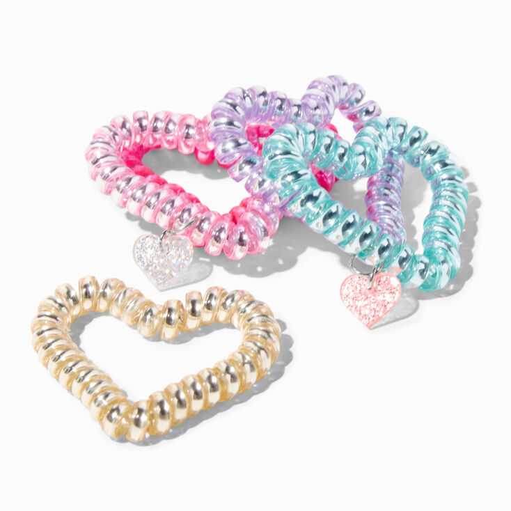 Heart Shaped Assorted Coil Bracelets - 5 Pack,