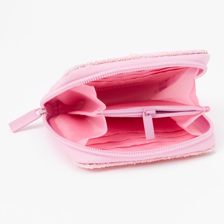 Sequin Star Mini Zip Wallet - Pink | Claire's US