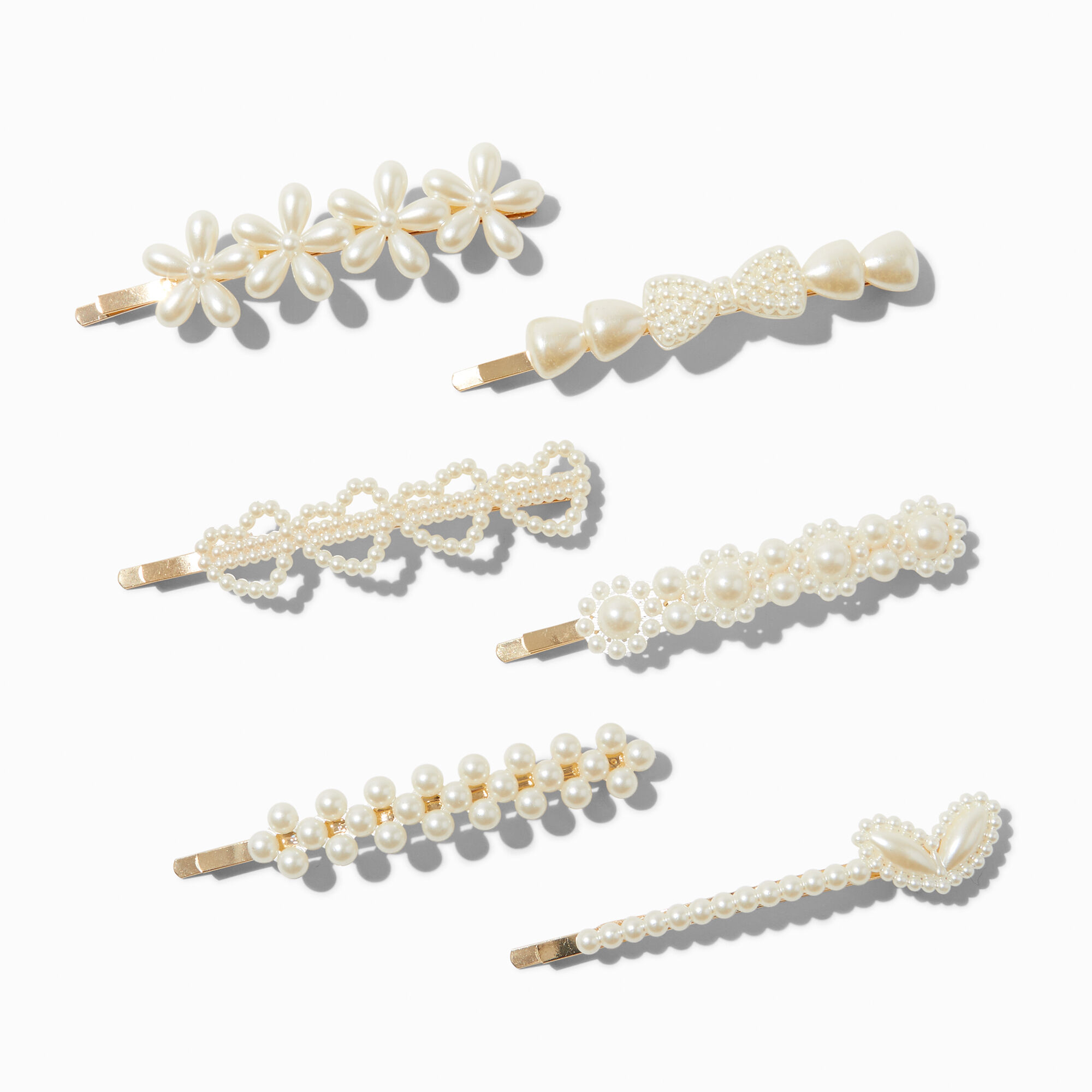 Claire's Club Fan Pearl Hair Pins - 6 Pack,