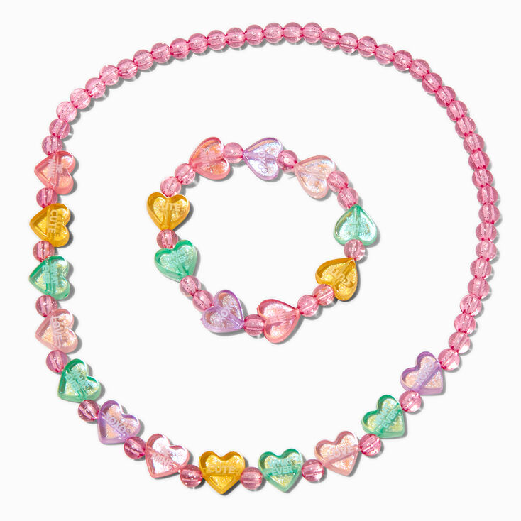 Claire&#39;s Club Candy Hearts Beaded Jewelry Set - 2 Pack,