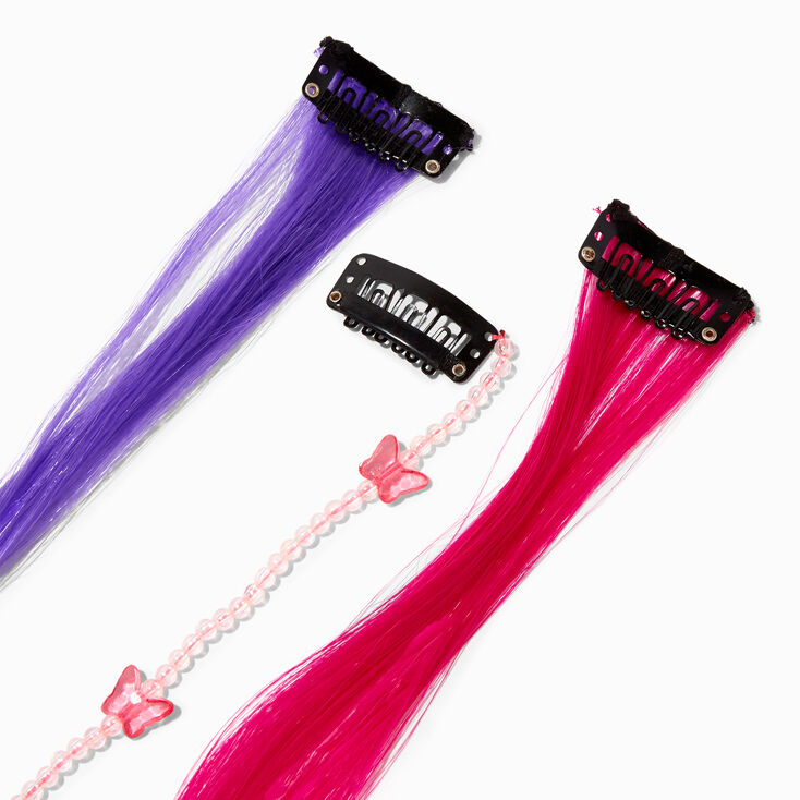 MeganPlays&trade; Claire&#39;s Exclusive Pink &amp; Purple Faux Hair Clip In Extensions - 3 Pack,