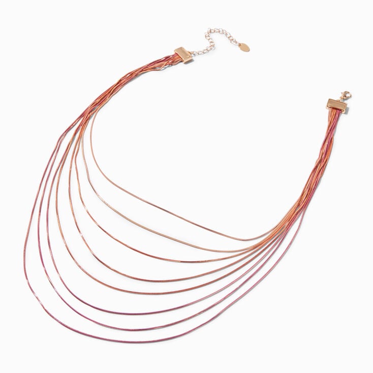 Rose Gold-tone Layered Coatedl Chain Multi-Strand Necklace,