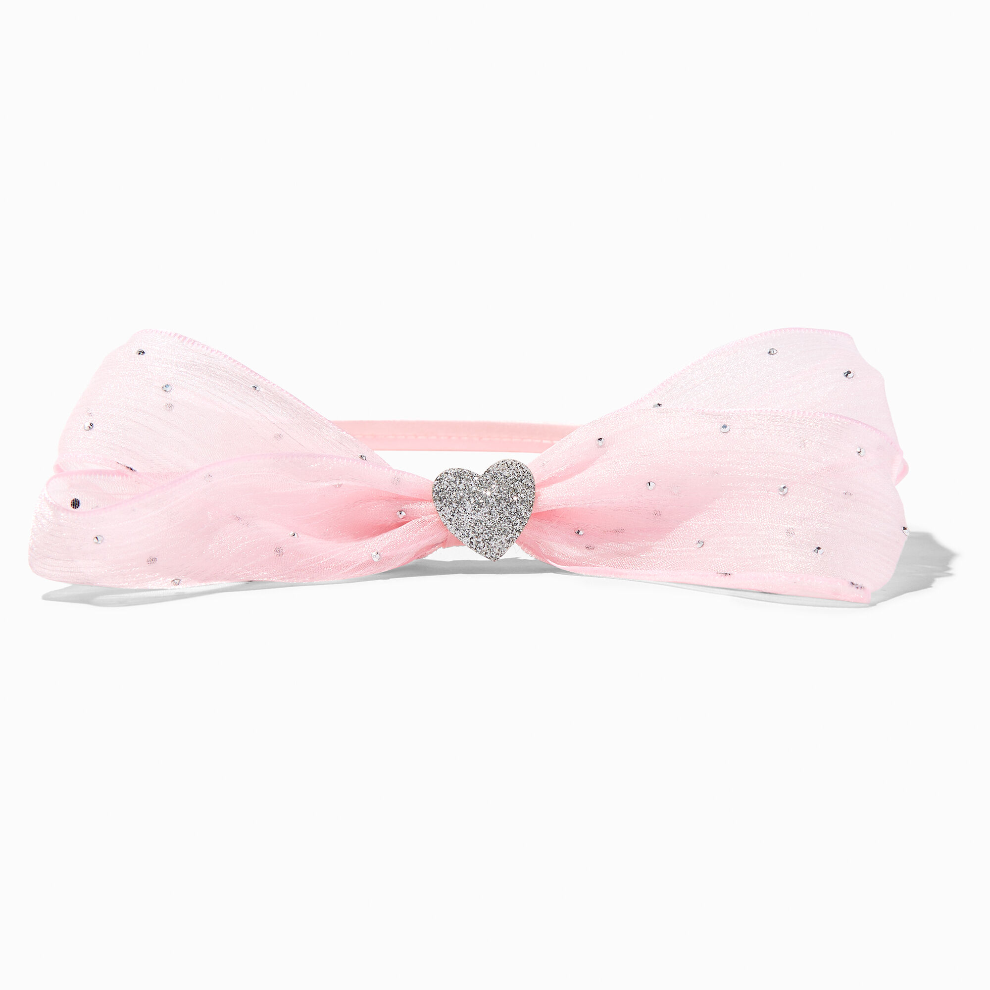 Claire's Club Silver Heart Pink Headband Set - 3 Pack,