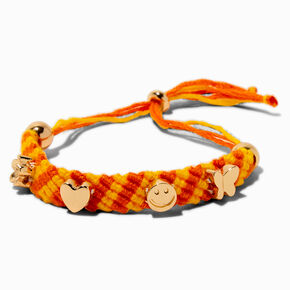 Gold-tone Charm Yellow &amp; Orange Woven Bolo Bracelet,