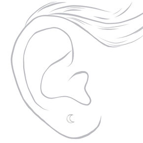 Sterling Silver Crescent Moon Stud Earrings,