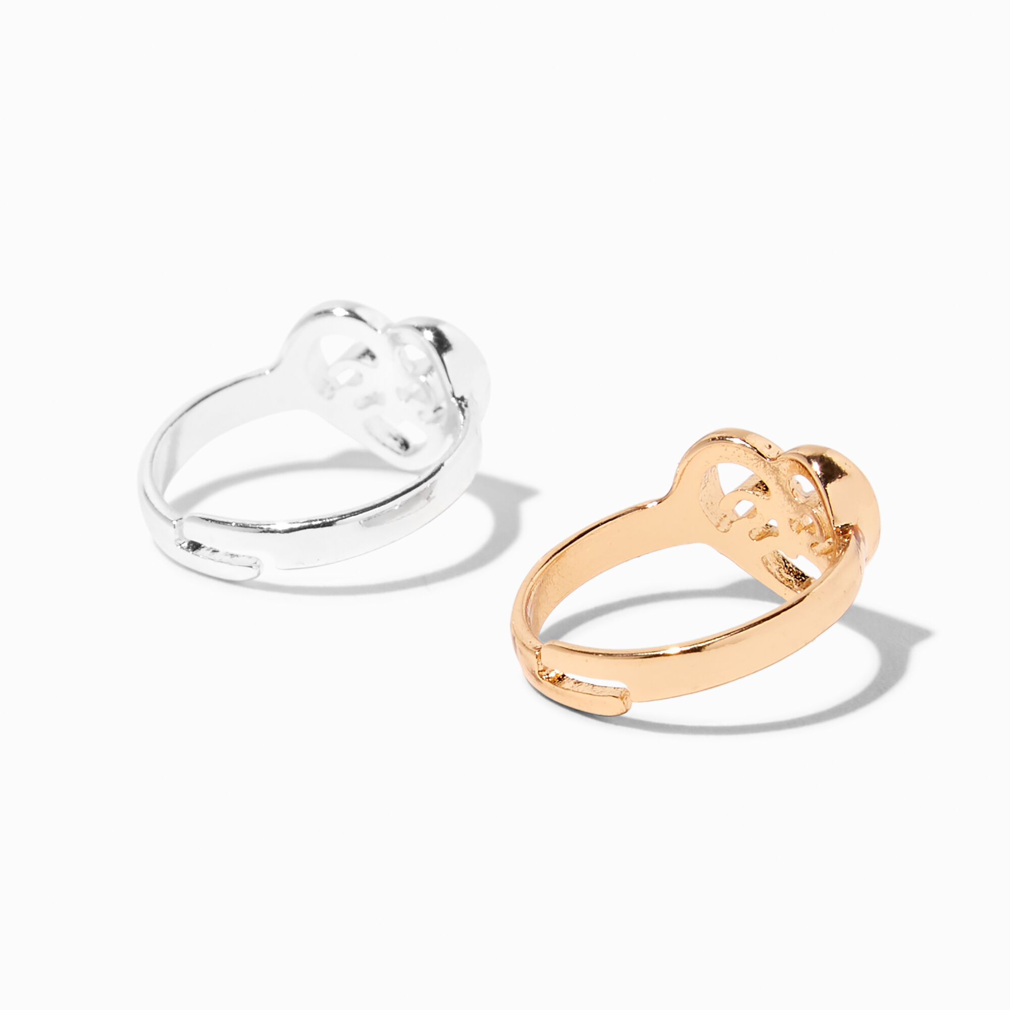 Best Friends Mixed Metal Sister Heart Rings - 2 Pack,