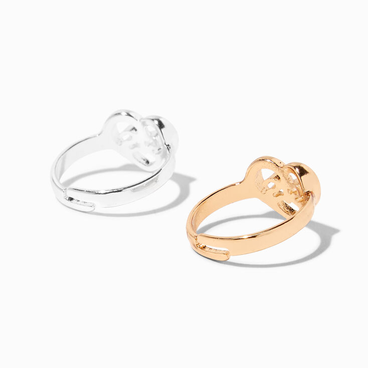 Best Friends Mixed Metal Sister Heart Rings - 2 Pack,