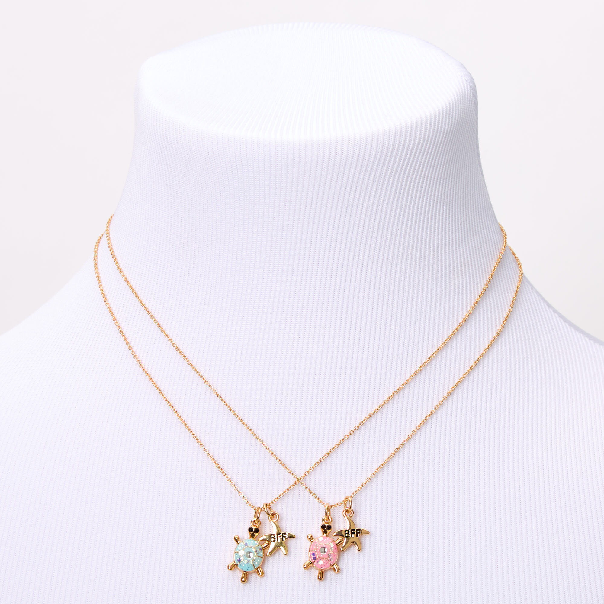 Colliers à pendentif tortue étoile de mer best friends couleur dorée - Lot de 2,