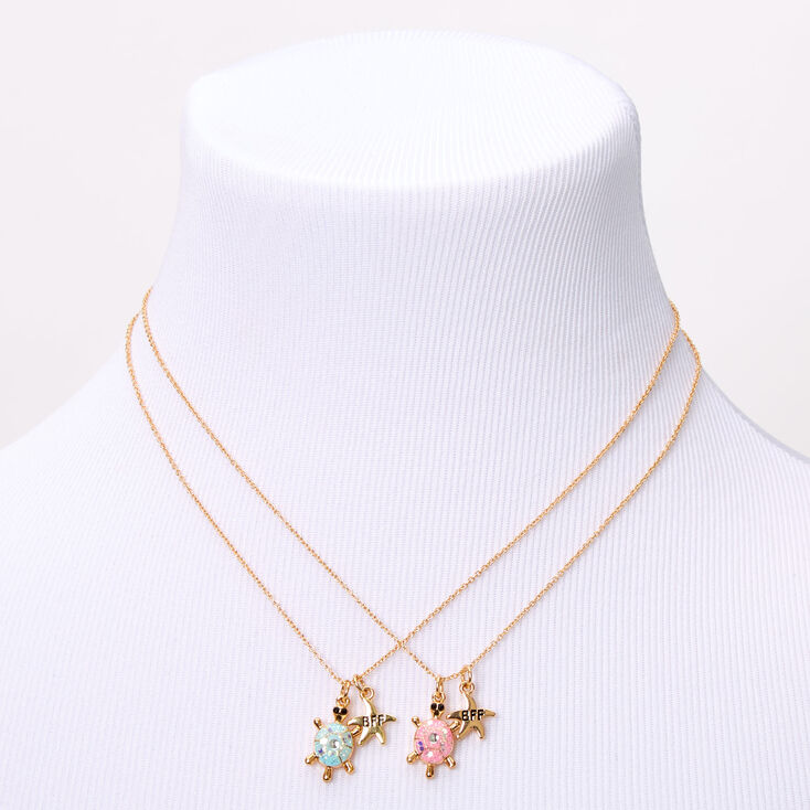 Colliers &agrave; pendentif tortue &eacute;toile de mer best friends couleur dor&eacute;e - Lot de 2,