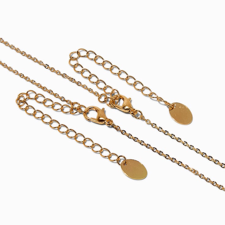 Pav&eacute; Lock &amp; Key Gold-tone Pendant Necklaces - 2 Pack,