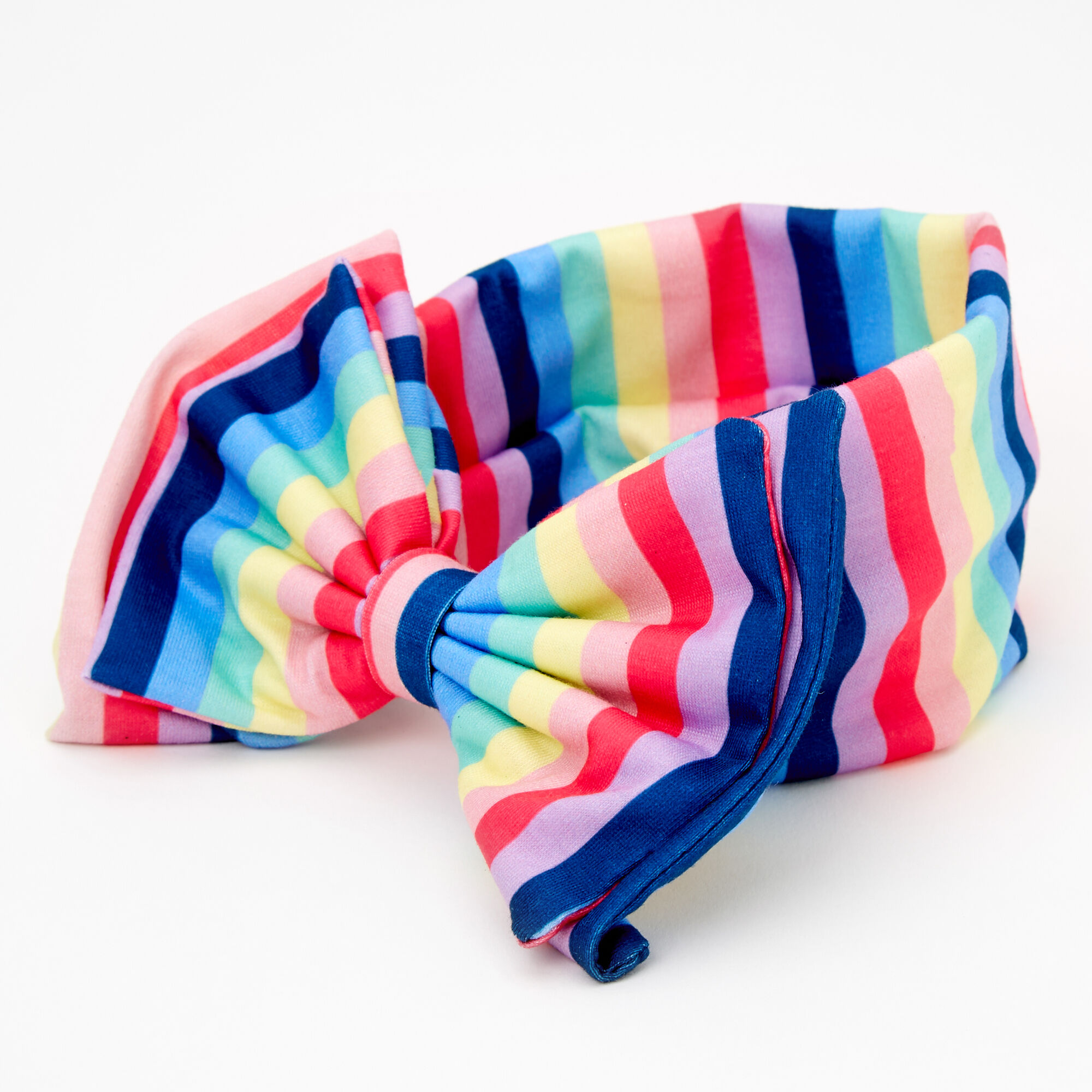 Claire's Club Rainbow Stripe Bow Headwrap,
