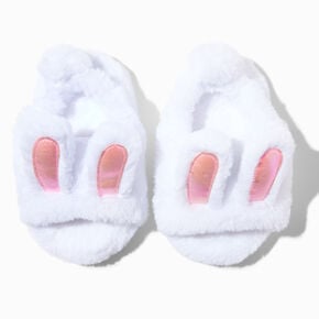 White Bunny Plush Youth Slippers - S/M,