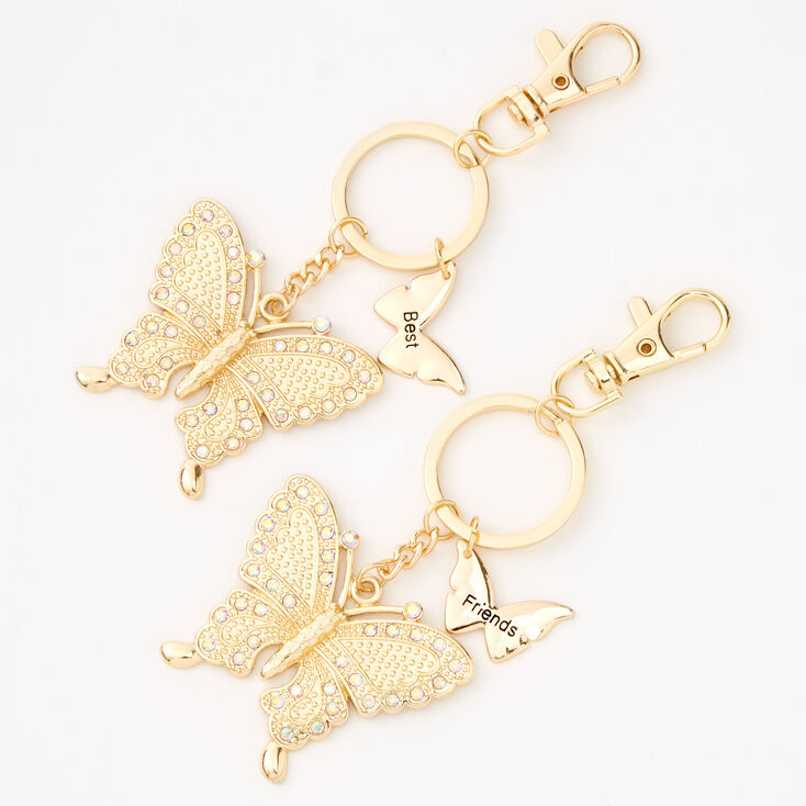 Best Friends Embellished Gold Butterfly Keychains - 2 Pack