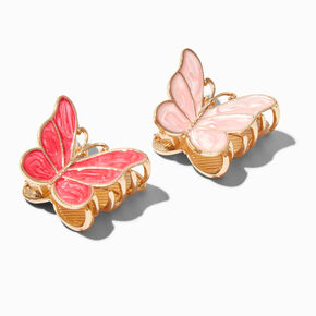 Pink Butterfly Gold Metal Hair Claws - 2 Pack,