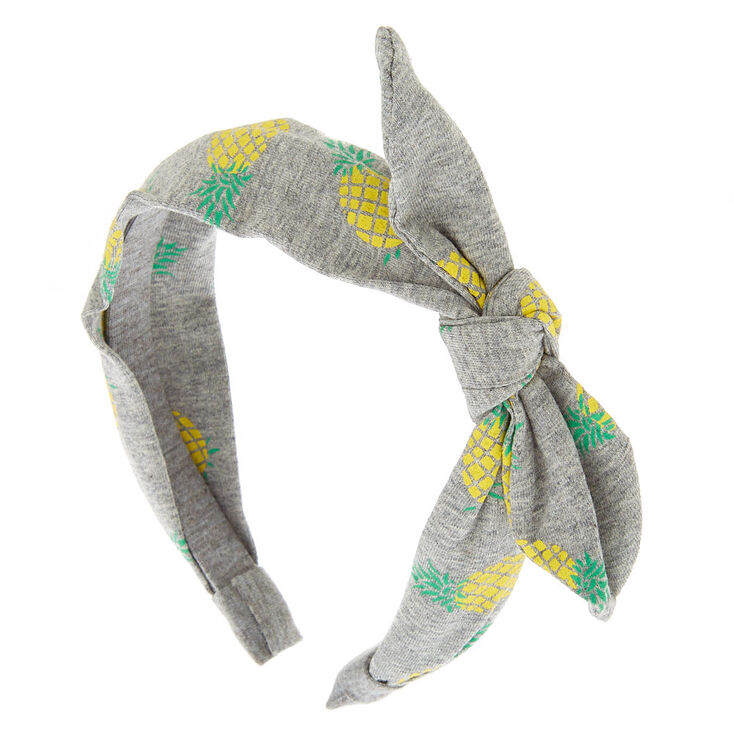 Pineapple Knotted Bow Headband - Grey,