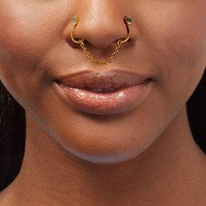 Gold-tone Chain Cubic Zirconia Faux Nose Ring,