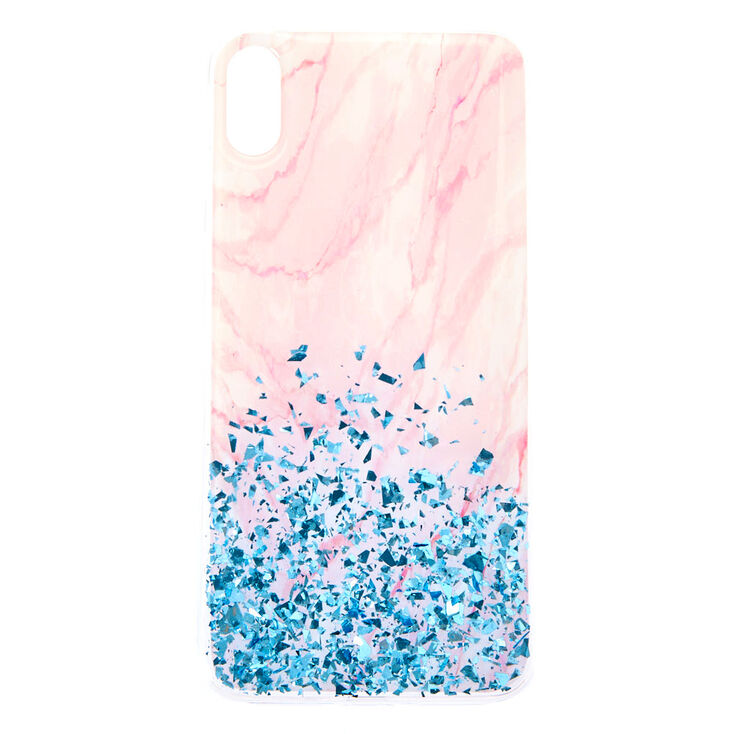 Coque de portable couleur marbr&eacute; et paillettes confettis - Compatible avec iPhone XS Max,