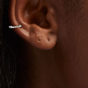 Boucle d&rsquo;oreille pour piercing au cartilage en zircon cubique d&#39;imitation 10&nbsp;mm couleur argent&eacute;e,