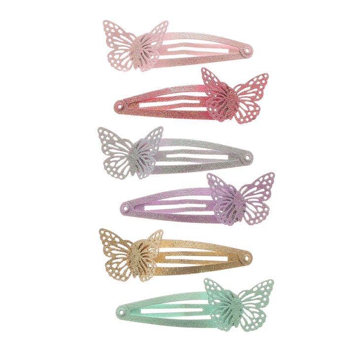 Claire&#39;s Club Butterfly Glitter Snap Hair Clips - 6 Pack,