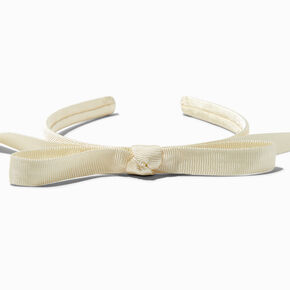 Ivory Skinny Ribbon Bow Headband ,
