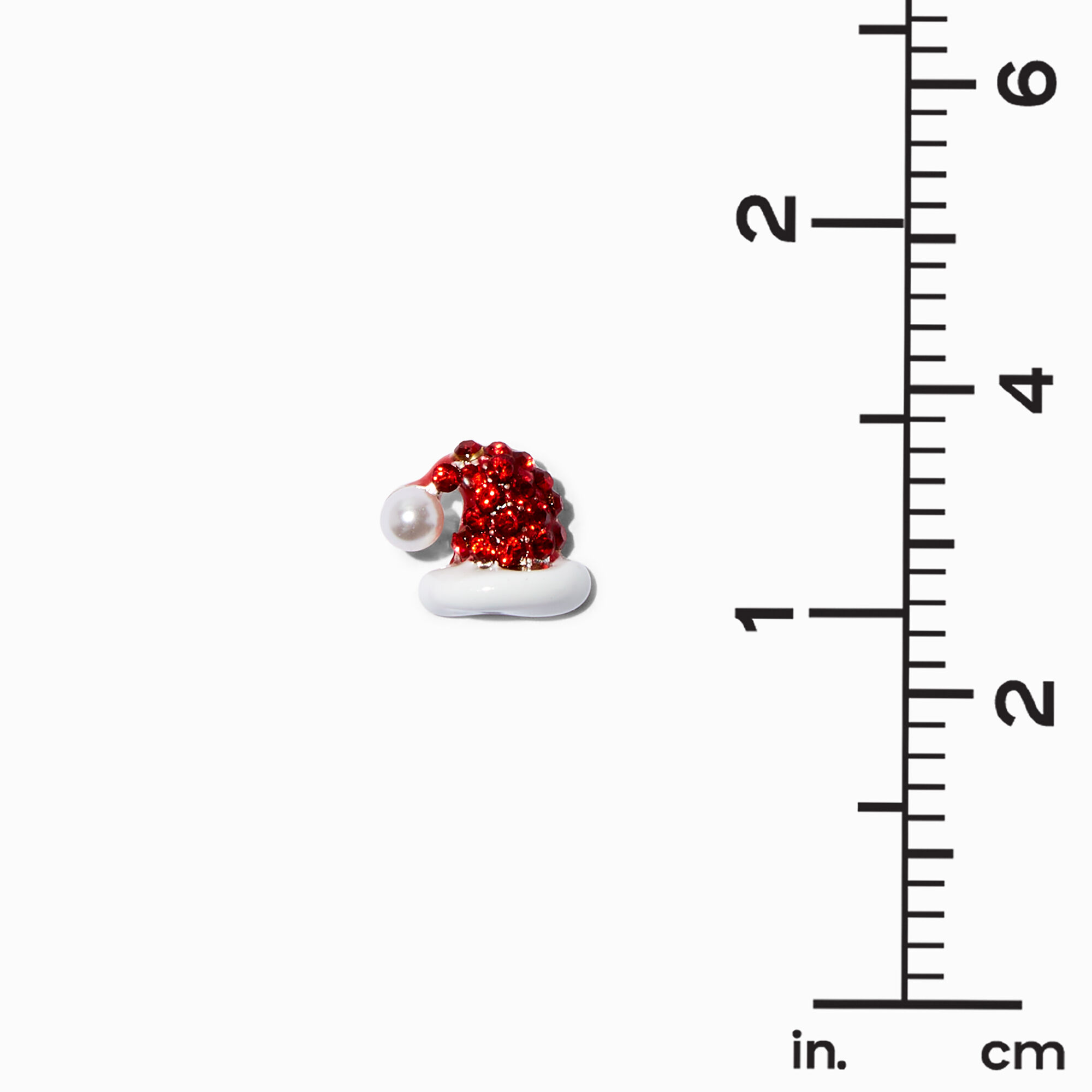Santa Hat Crystal & Pearl Stud Earrings,