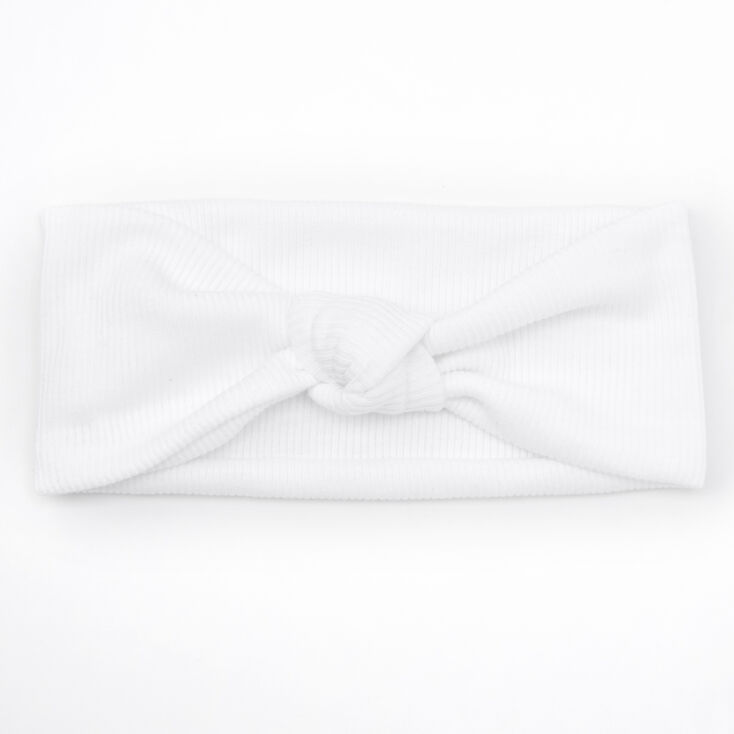 Wide Jersey Knotted Headwrap - White,