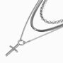 Silver-tone Cross Chain Multi-Strand Necklace,