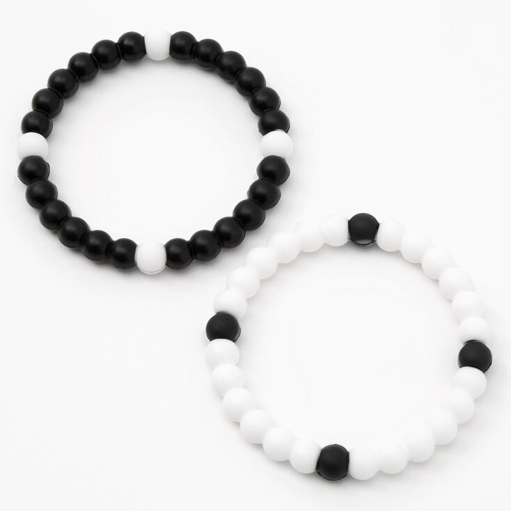 NWOT Boutique 3 pack stretchy bracelet clay bead summer Fun boho black and  white