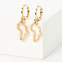 Gold 10MM Africa Outline Huggie Hoop Earrings,