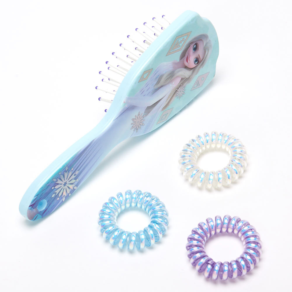 Élastiques spirale et brosse à cheveux La Reine des Neiges 2 ©Disney- Lot de 4,