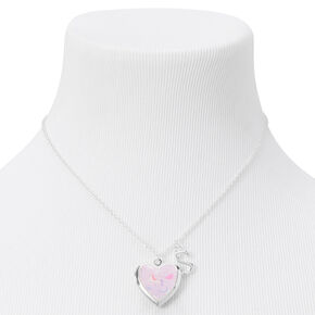 Claire&#39;s Club Glitter Unicorn Initial Locket Necklace - Pink, S,