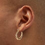 Gold-tone Bamboo Cross Snake Hoop Earring Stackables Set - 3 Pack,