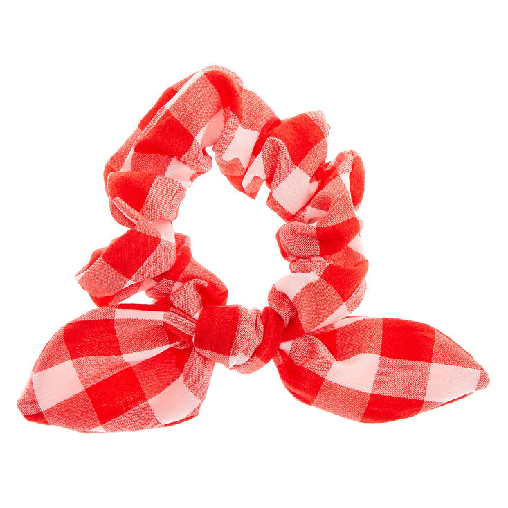 Claire's Chouchou avec nœud noué vichy - Rouge