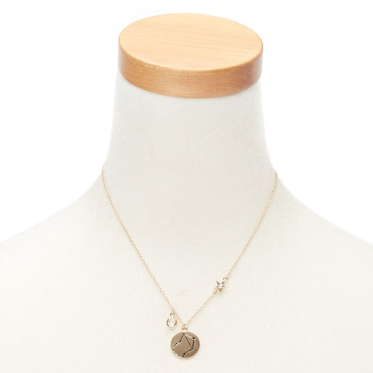 Collier &agrave; pendentif zodiaque couleur dor&eacute; Balance,
