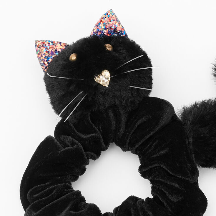 Medium Plush Cat Hair Scrunchie - Black,