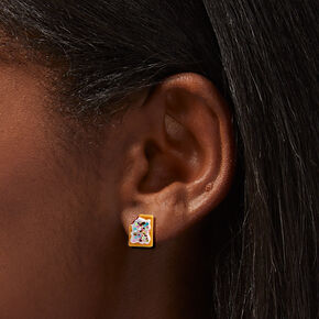 Sterling Silver Glitter Breakfast Pastry Stud Earrings,