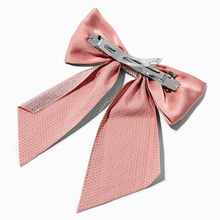Blush Pink Rhinestone Large Bow Hair Clip,
