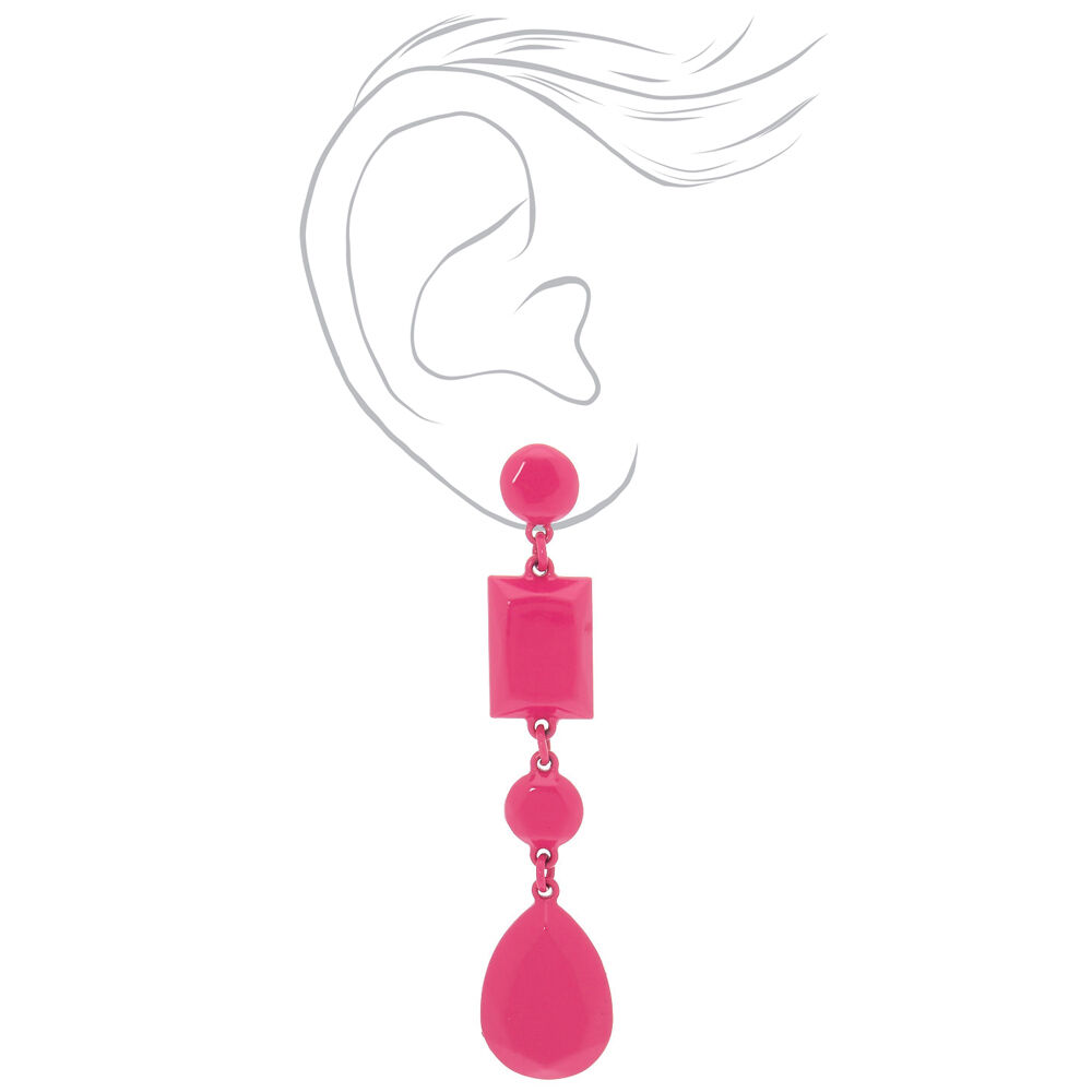 3" Bright Shape Drop Earrings - Pink,